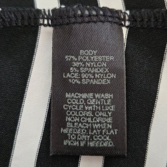 White House Black Market Womens Striped Lace-Trim Camisole Black & White Size M - Picture 7 of 7